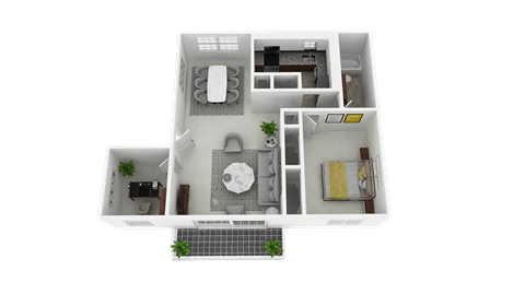 1 bedroom, 1 bathroom 743 Sq. Ft plus den at Olde Towne Apartments in Middletown, OH